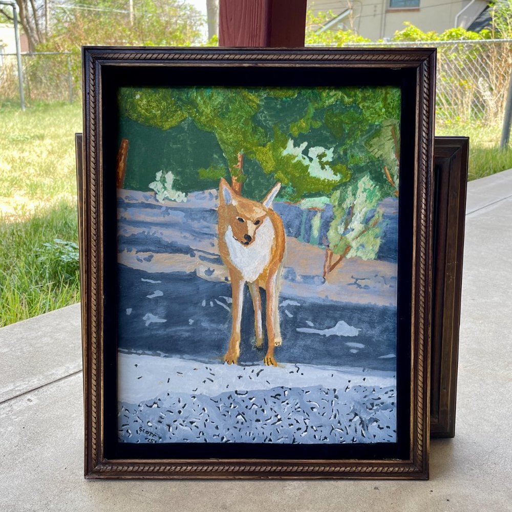 Framed Original Oil Painting on Canvas - Fox in Santa Fe New Mexico - Picture 2 of 15